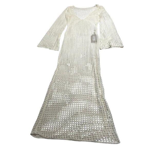 Meshki Murphy Long Sleeve Crochet Maxi Dress - White